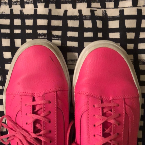 Neon Pink Leather Vans Size 9 - Picture 10 of 16